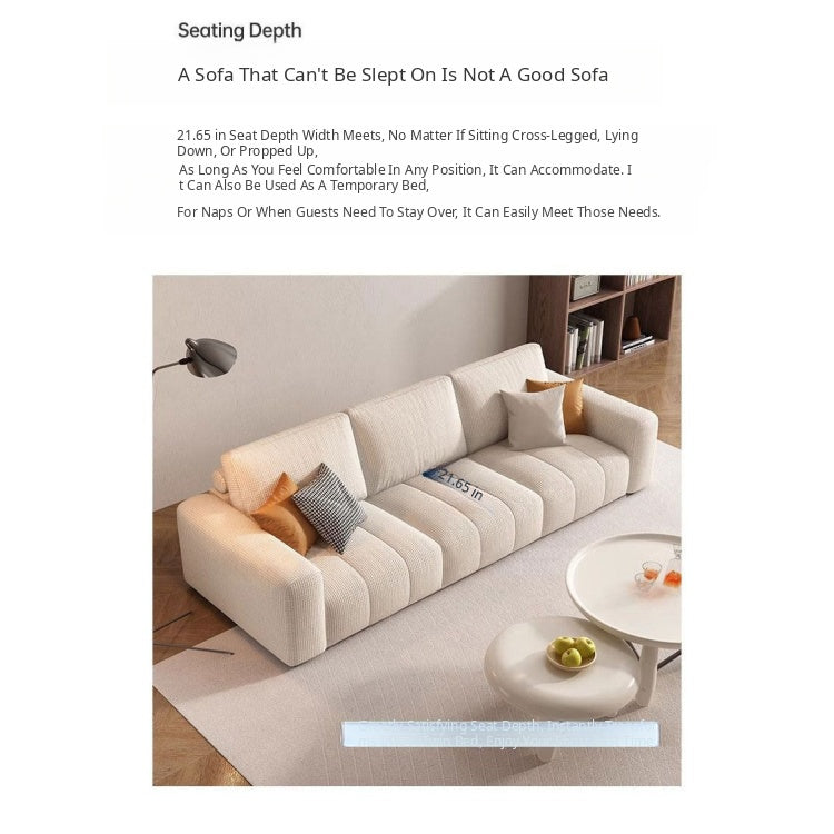 Modern Minimalist Cream Cotton-Linen Fabric Sofa, Straight-Line 3-Seater for Living Room lm-0207-49