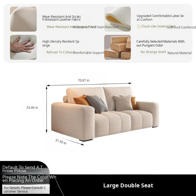 Modern Minimalist Cream Cotton-Linen Fabric Sofa, Straight-Line 3-Seater for Living Room lm-0207-49