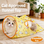 Cat Crinkle Tunnel Toy with Rabbit or Bear Hideaway Bag