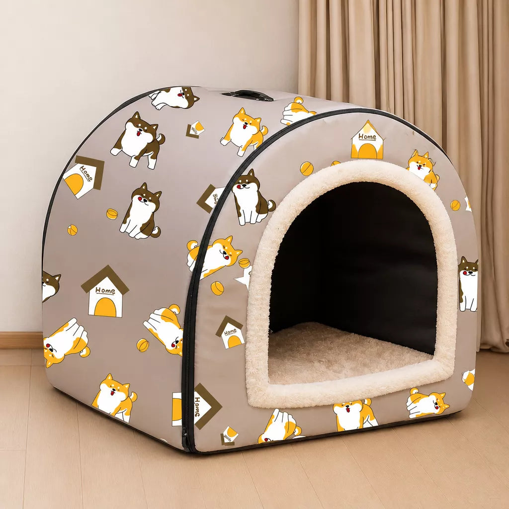 Waterproof Semi-Enclosed Dog & Cat Bed with Removable, Washable Design