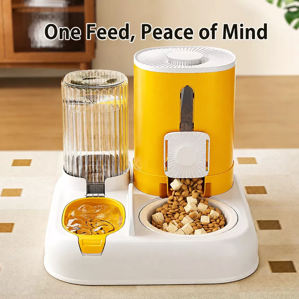 Automatic Pet Feeder with Separate Food and Water Bowls