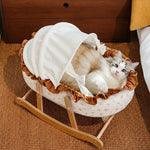French-Style Cat Bed with Rocking Cradle Base
