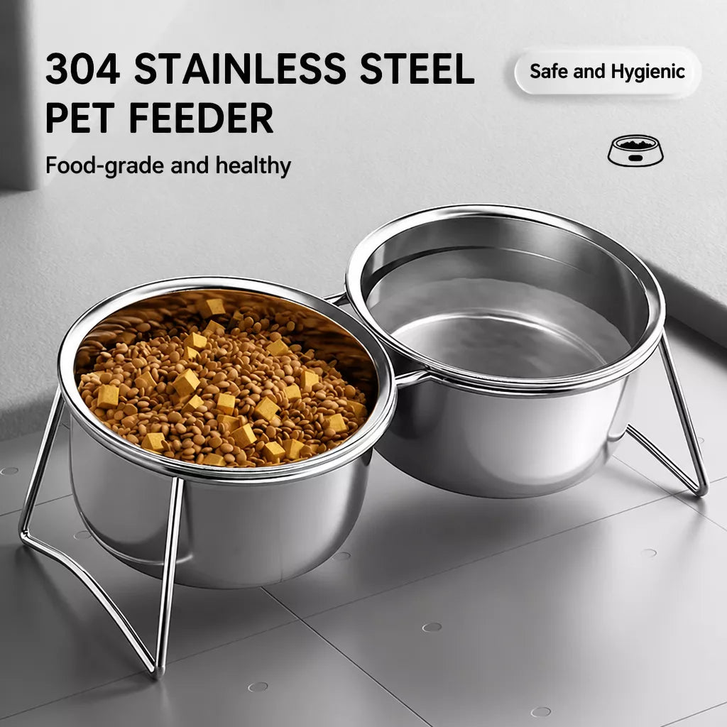Elevated Stainless Steel Pet Bowl Stand for Dogs and Cats