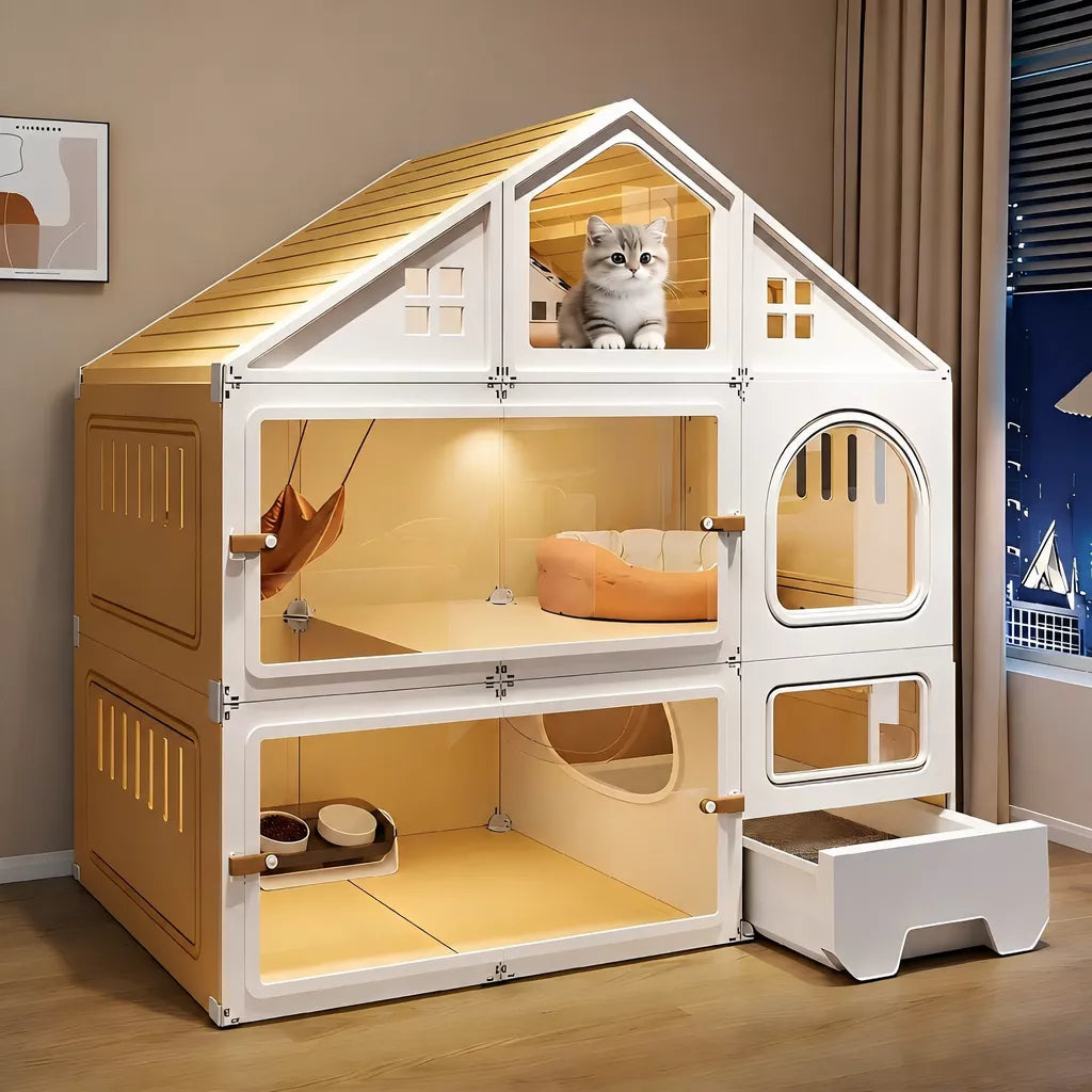 Multi-Level Covered Cat Condo for Cats