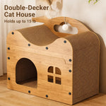 Corrugated Cardboard Cat House with Integrated Scratching Surface