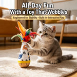 Beechwood Wobble Cat Toys with Feather and Twist Designs