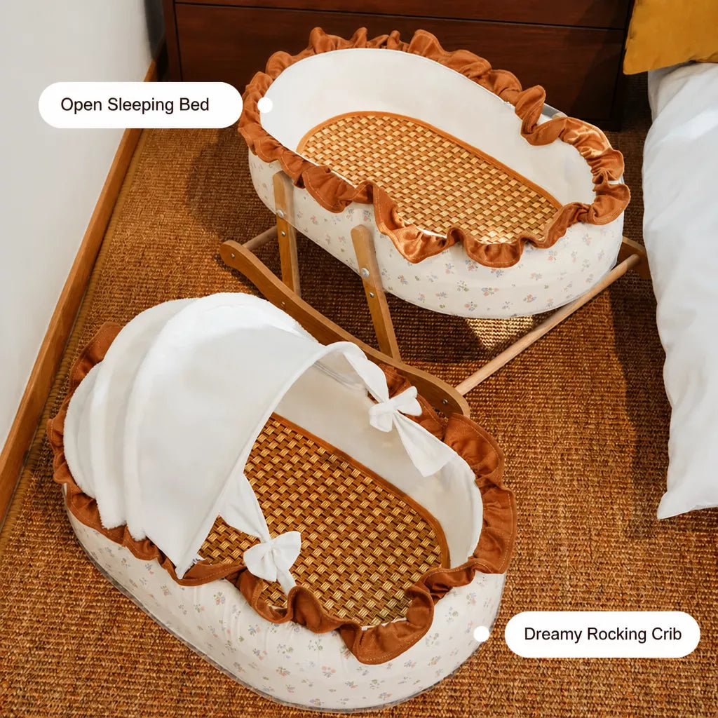 French-Style Cat Bed with Rocking Cradle Base