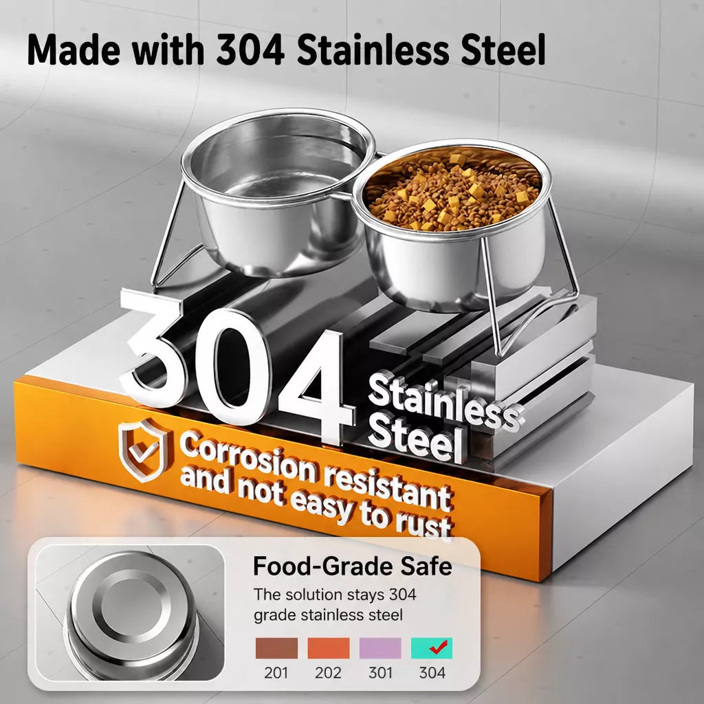 Elevated Stainless Steel Pet Bowl Stand for Dogs and Cats