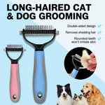 Pet Deshedding Rake and Detangling Comb for Dogs and Cats
