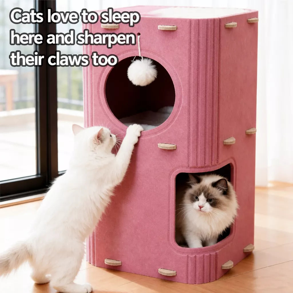 4-Tier Cat Tree with Enclosed House and Scratching Board