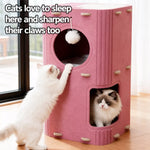 4-Tier Cat Tree with Enclosed House and Scratching Board