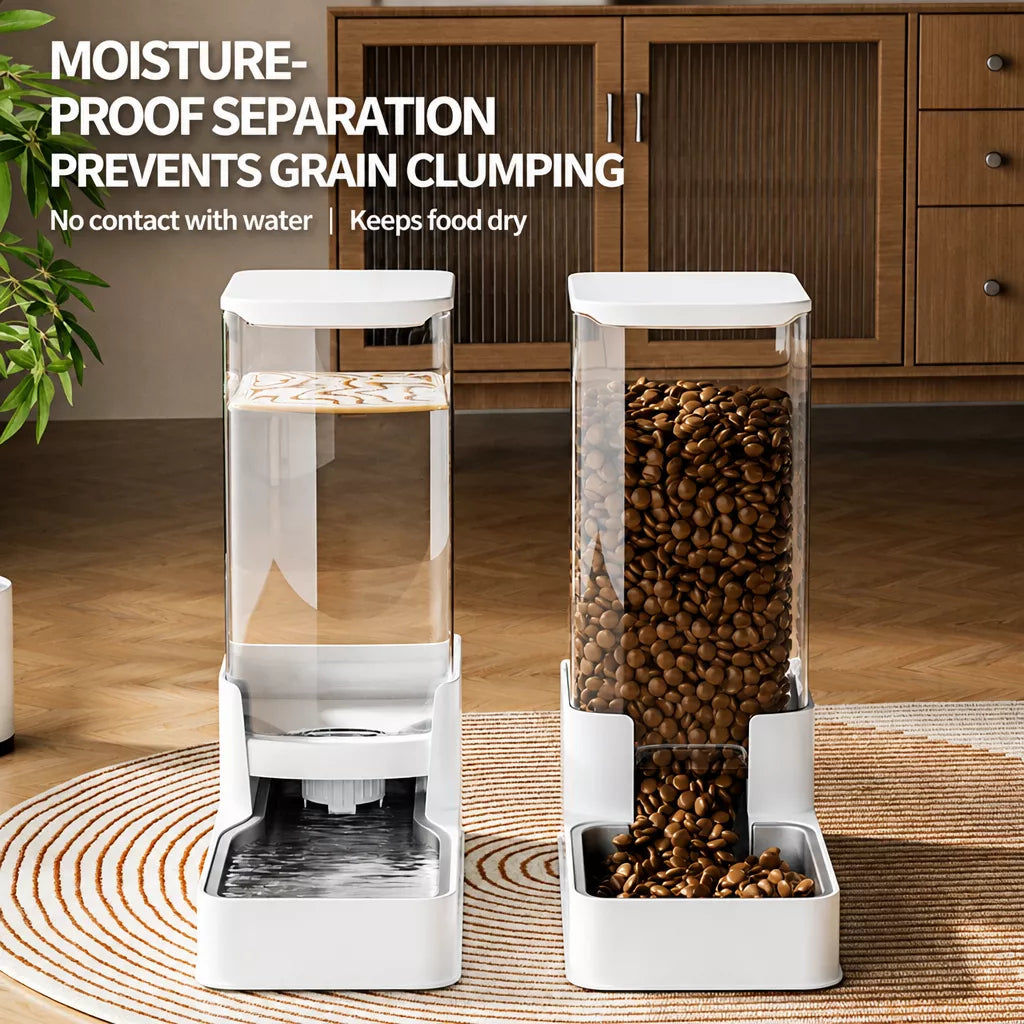 Automatic Pet Feeder & Water Dispenser with Dual Bowls