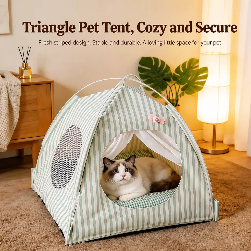 Indoor Cat & Dog Tent Bed with Removable, Washable Cushion