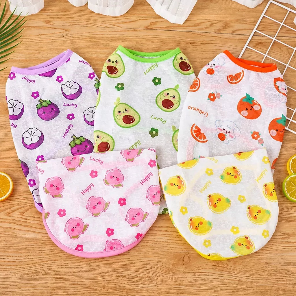 Pet Vest for Dogs and Cats – Cartoon Fruit Print Polyester Apparel