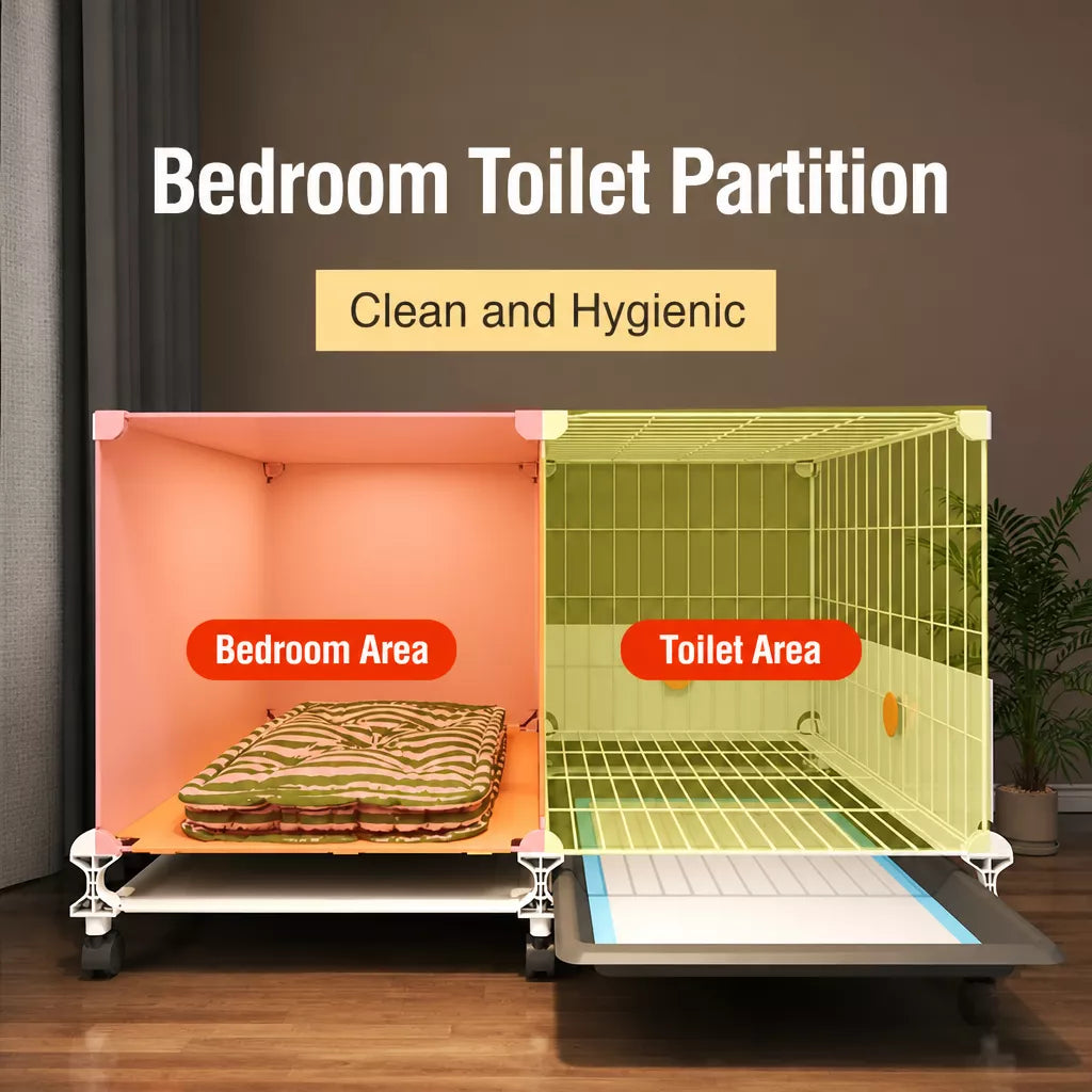 Small Dog Crate with Separate Rest and Potty Areas