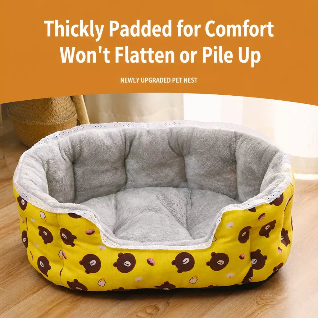 Semi-Enclosed Plush Pet Bed for Cats and Small Dogs