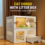 Indoor Cat Enclosure with Integrated Litter Area