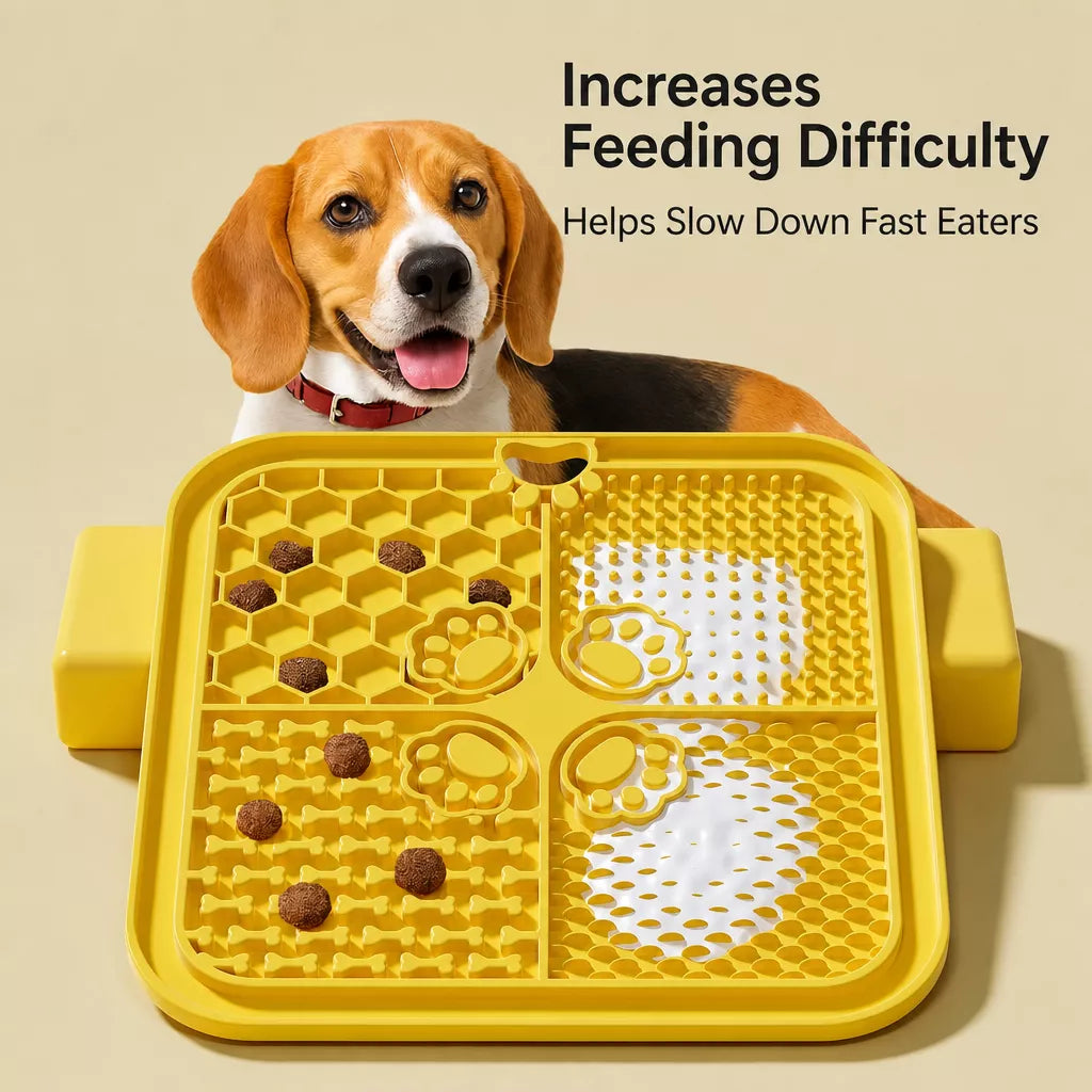 4-Section Silicone Lick Mat for Dogs, 7.9 × 7.9 in