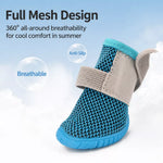 Breathable Mesh Dog Shoes with Elastic Straps and Rubber Soles