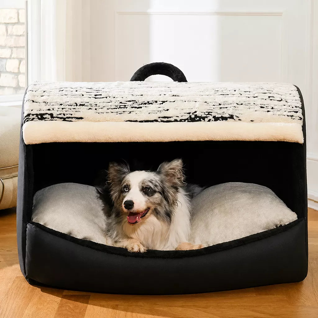 Covered Dog Bed Tent with Removable Washable Cushion