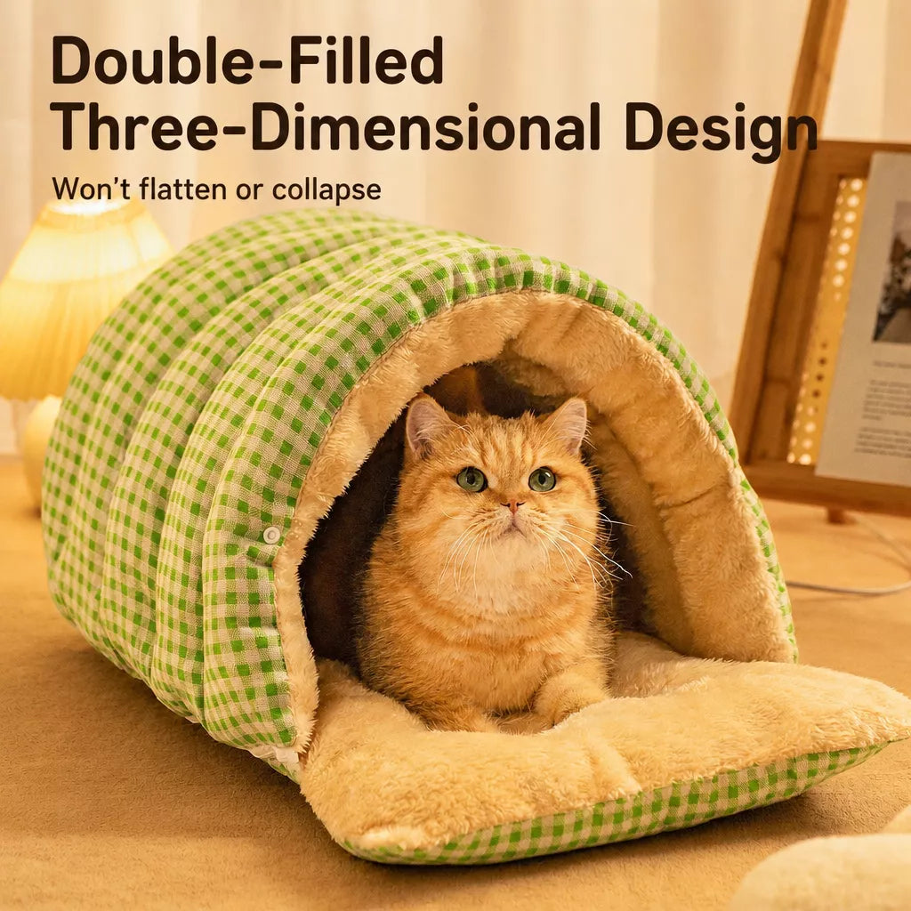 Semi-Enclosed Pet Bed with Removable Washable Cover