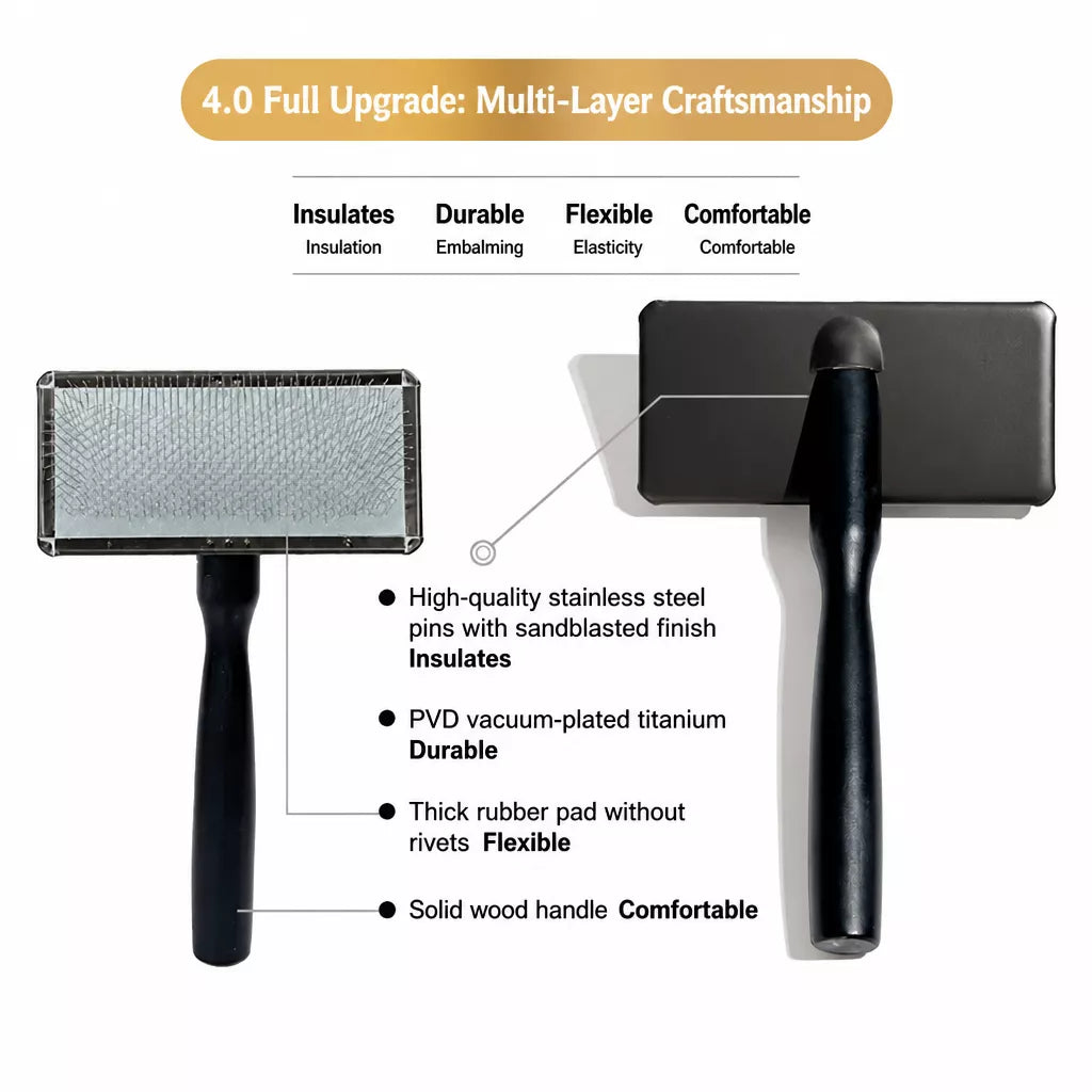 Pet Slicker Brush for Cats and Dogs – Long-Hair Grooming Tool