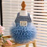 Blue Striped Mesh Dress for Cats and Dogs