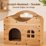 Corrugated Cardboard Cat House with Integrated Scratching Surface