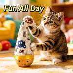 Beechwood Wobble Cat Toys with Feather and Twist Designs