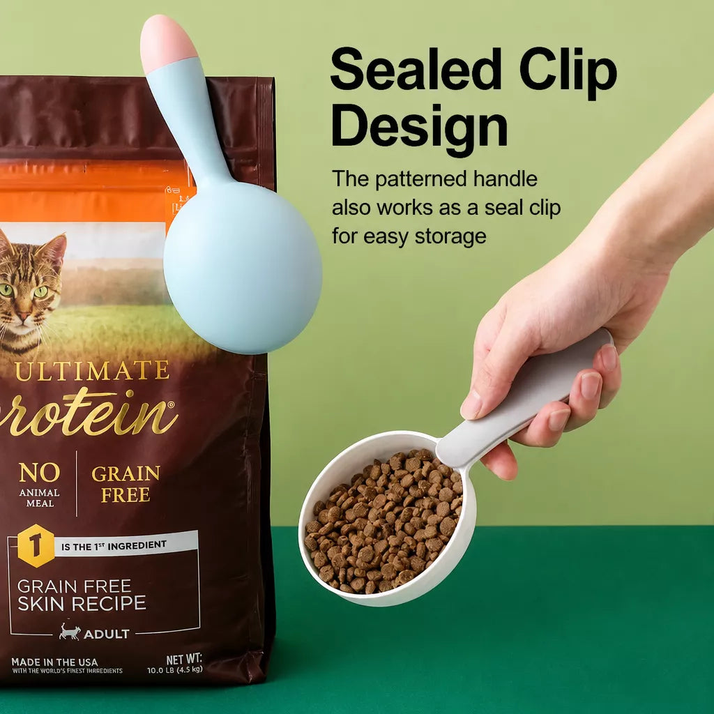 Pet Food Measuring Scoop with Bag Clip