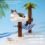 Coconut Tree Cat Tower with Scratching Post and Cat Bed