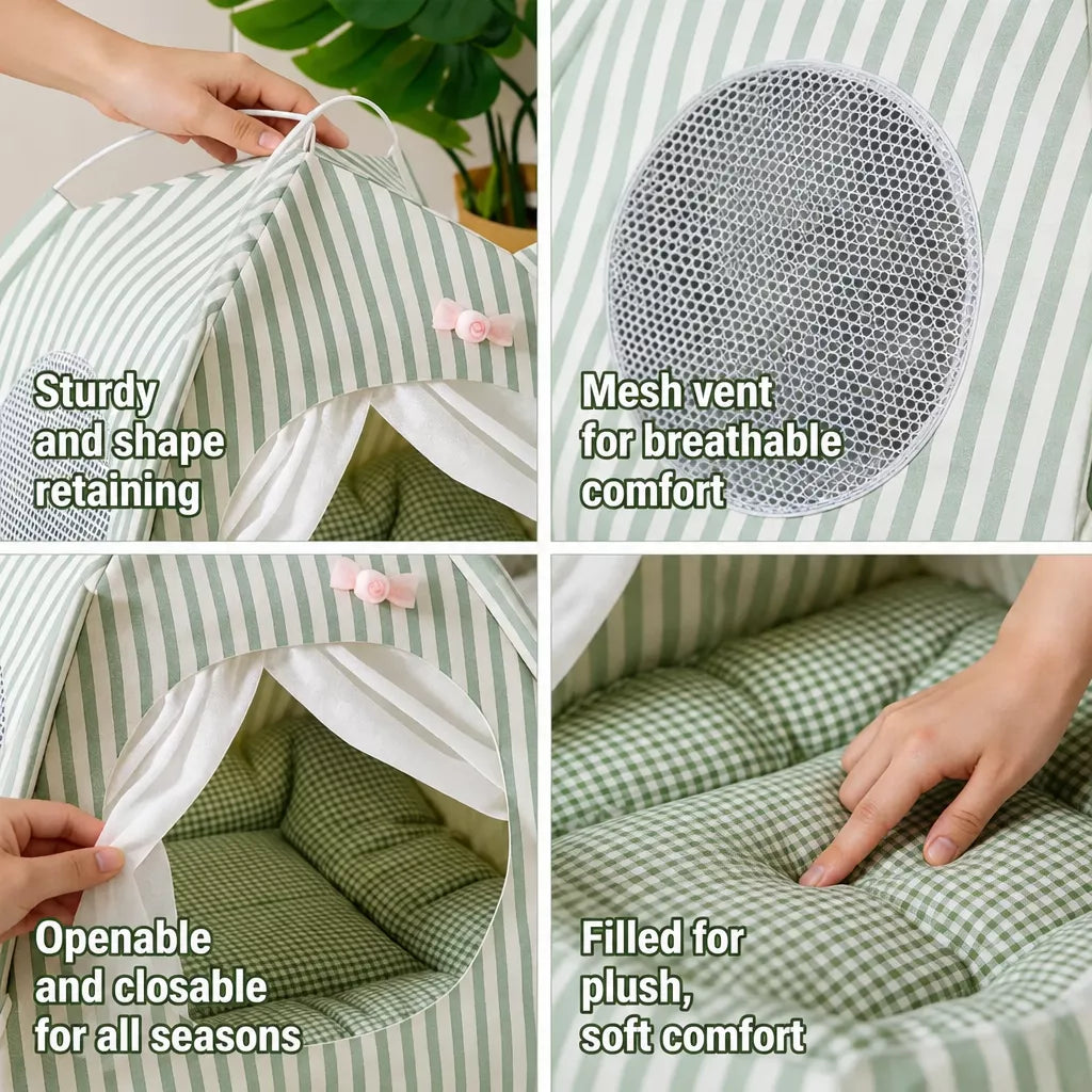 Indoor Cat & Dog Tent Bed with Removable, Washable Cushion