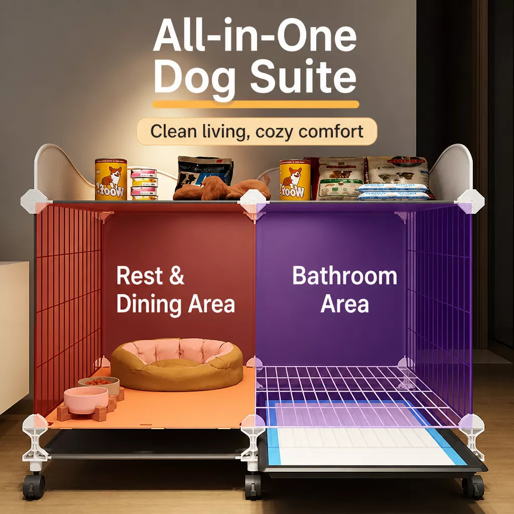 Dog Crate with Separate Toilet Tray