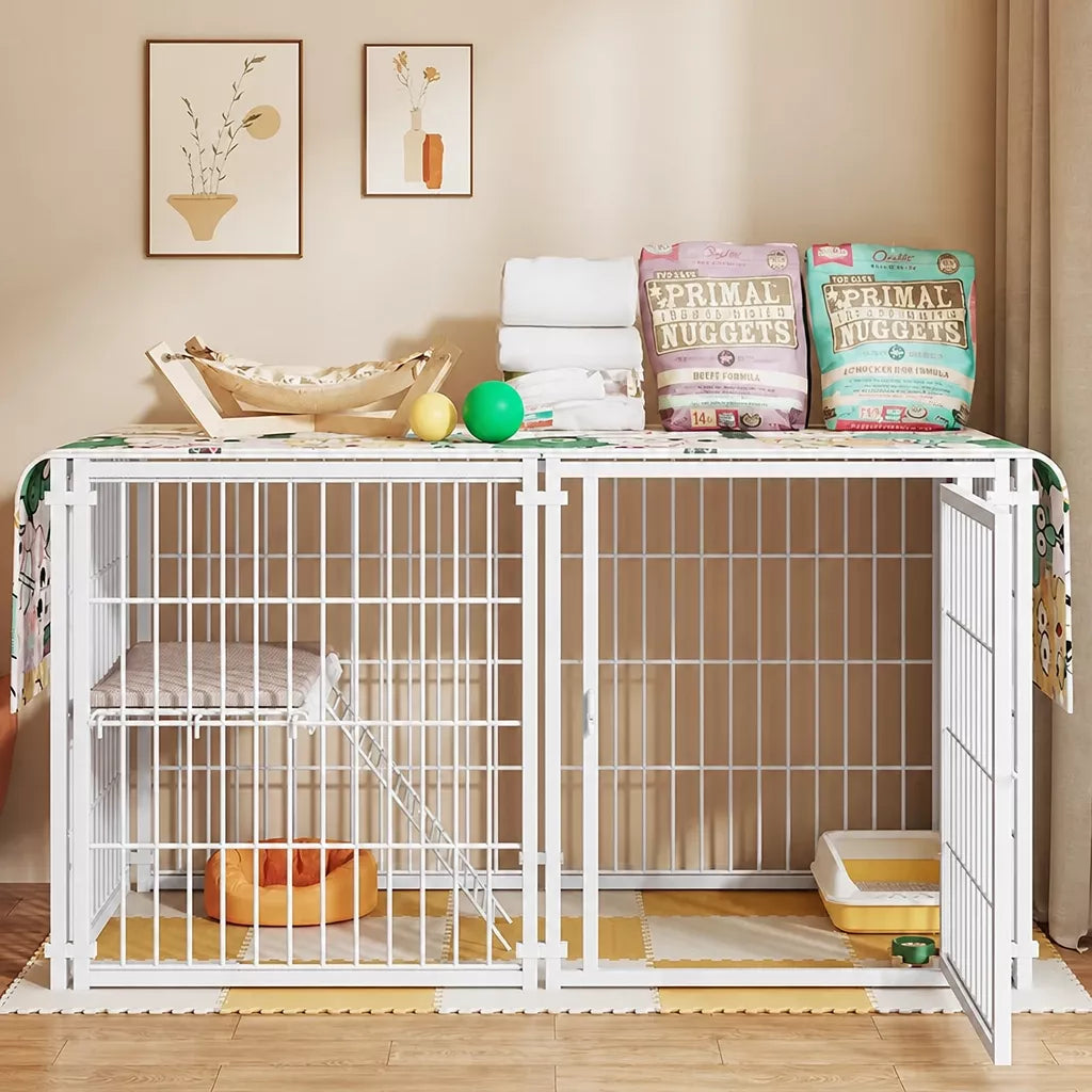 Indoor Metal Pet Playpen with Door and Roof for Cats & Small Dogs