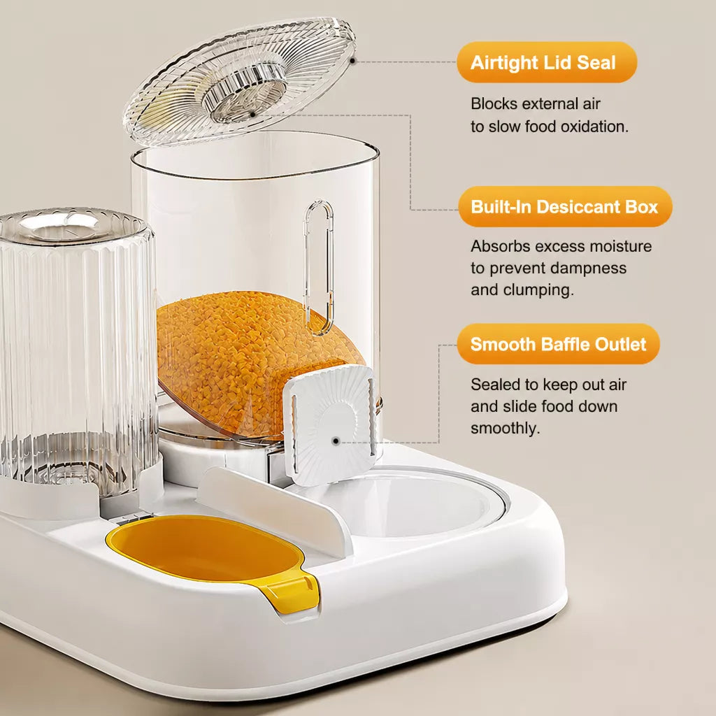 Automatic Pet Feeder with Separate Food and Water Bowls