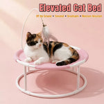 Elevated Round Pet Bed with Breathable Hammock