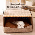 Enclosed Dog Bed with House-Style Design