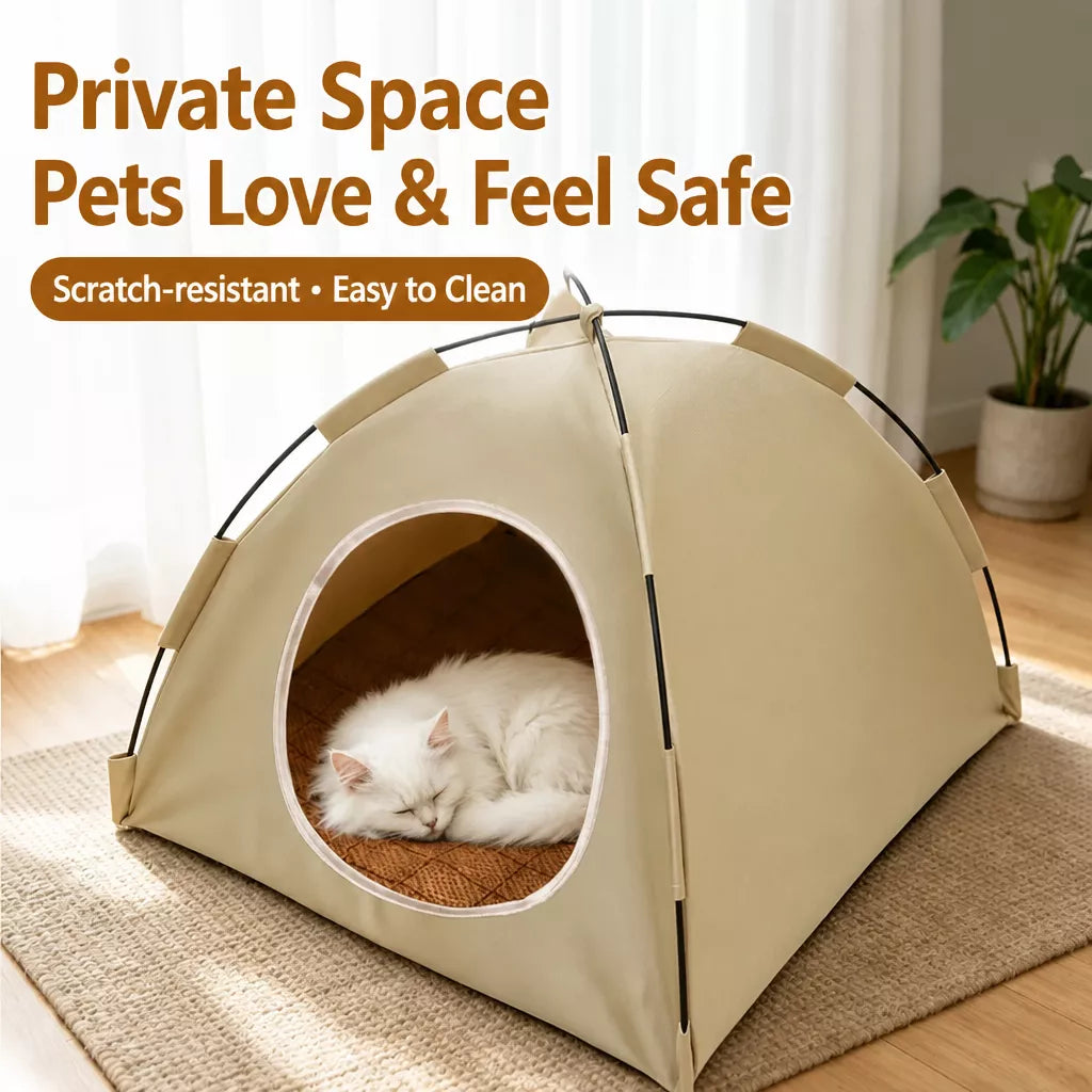 Semi-Enclosed Tent Bed for Cats and Small Dogs