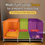 Elevated Indoor Dog Crate for Small Dogs with Separate Toilet Area