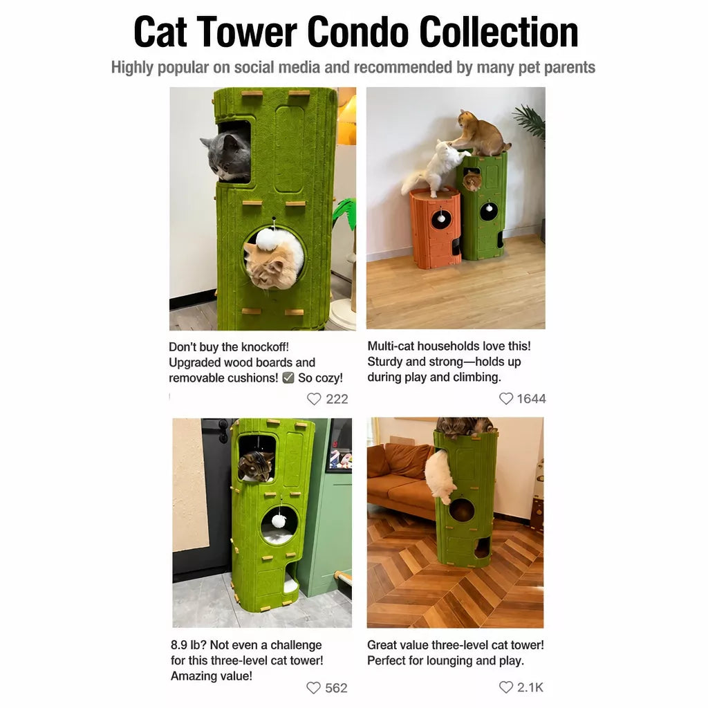 4-Tier Cat Tree with Enclosed House and Scratching Board