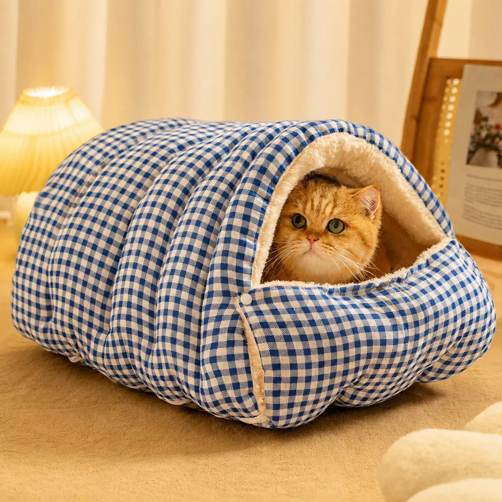 Semi-Enclosed Pet Bed with Removable Washable Cover