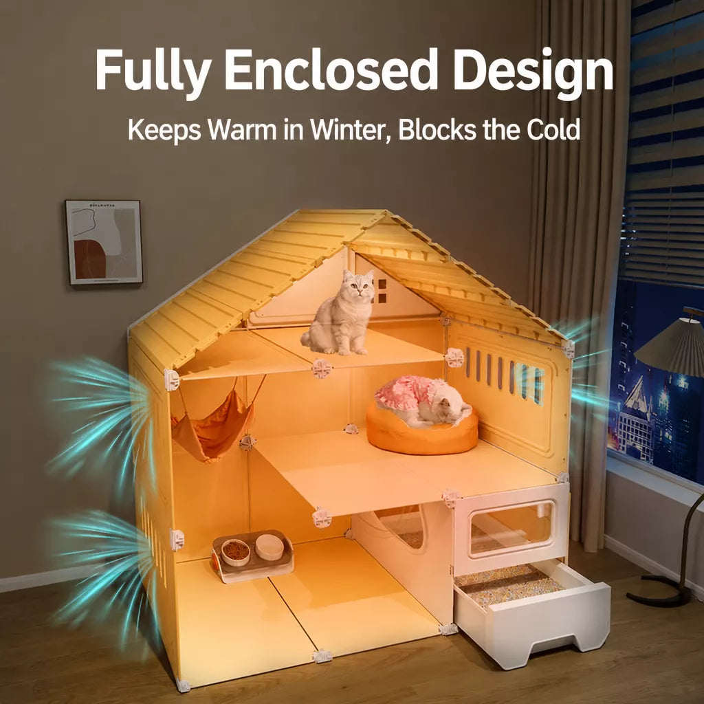 Multi-Level Covered Cat Condo for Cats
