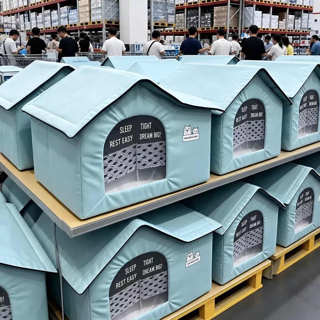 Enclosed Nylon Pet Bed for Cats and Dogs