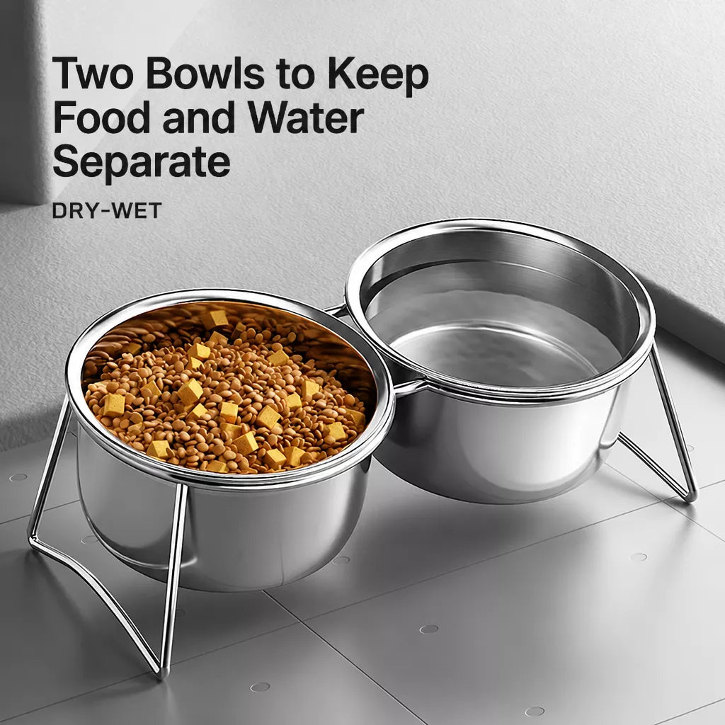 Elevated Stainless Steel Pet Bowl Stand for Dogs and Cats