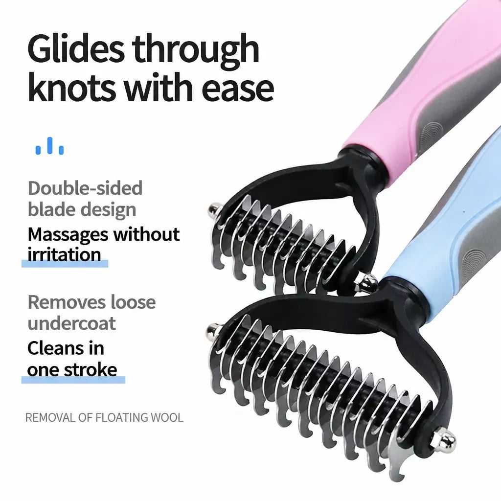 Pet Deshedding Rake and Detangling Comb for Dogs and Cats