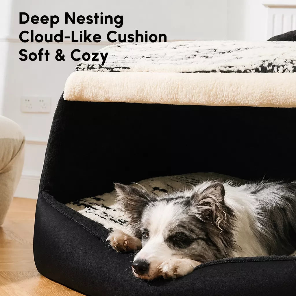 Covered Dog Bed Tent with Removable Washable Cushion