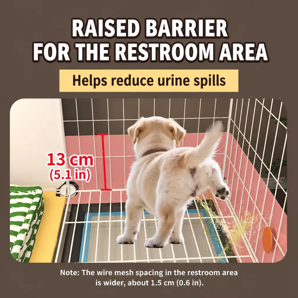 Small Dog Crate with Separate Rest and Potty Areas