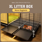 Elevated Indoor Dog Crate for Small Dogs with Separate Toilet Area