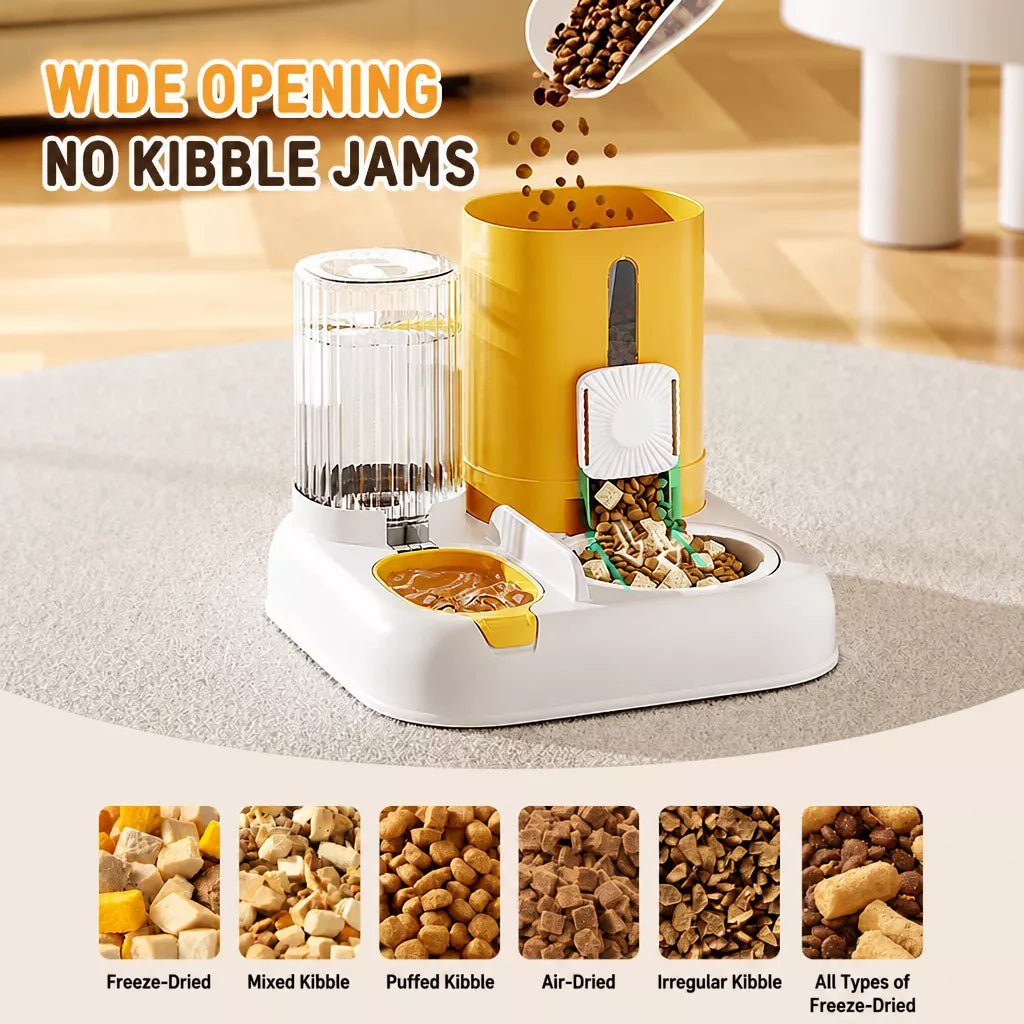 Automatic Pet Feeder with Separate Food and Water Bowls