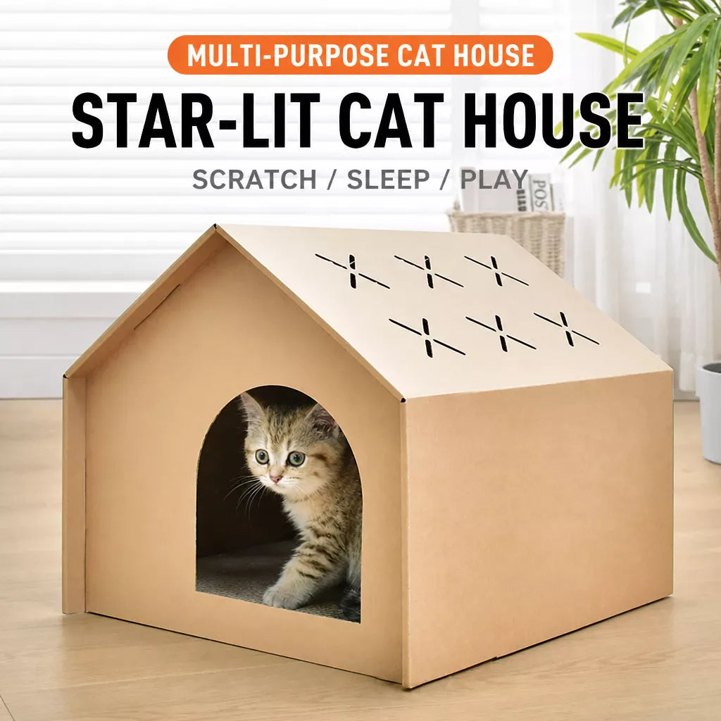 Corrugated Cardboard Cat House and Scratcher